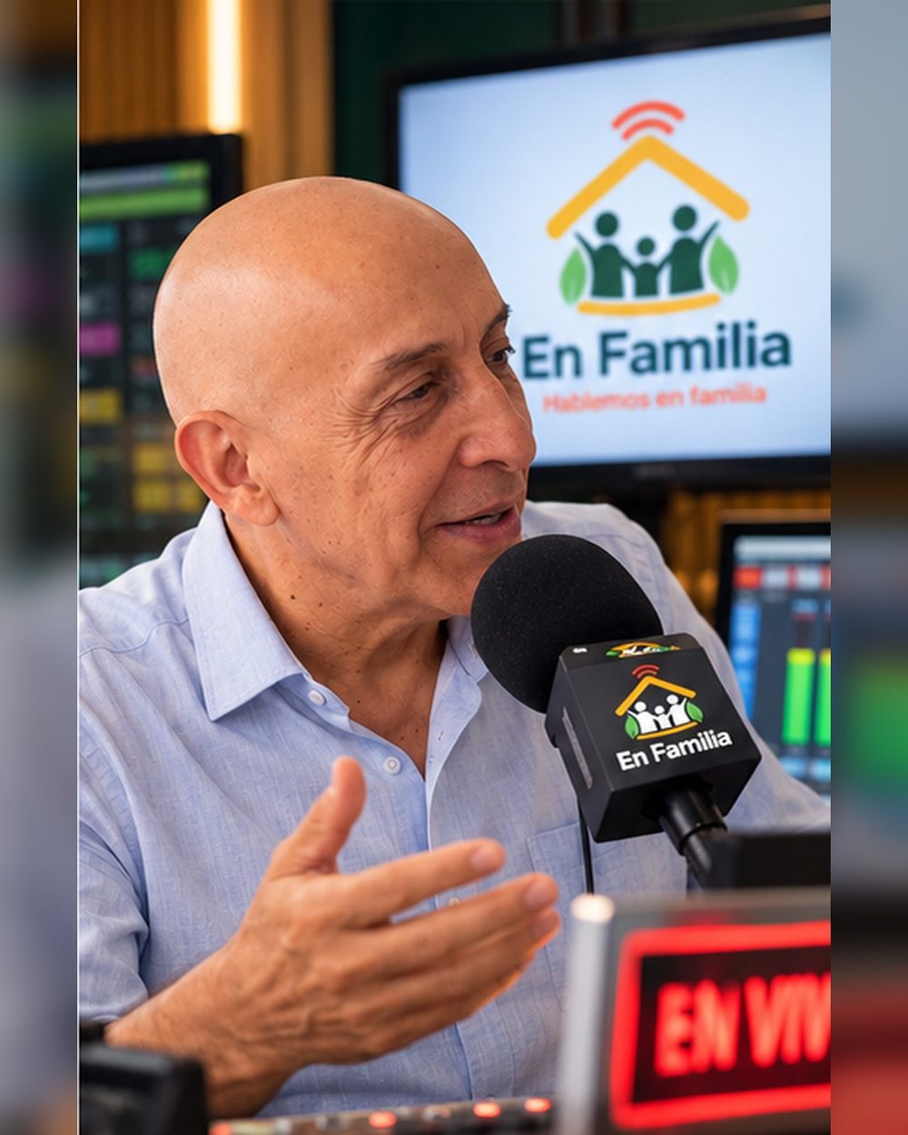Juan Carlos conversa al micrófono en el estudio